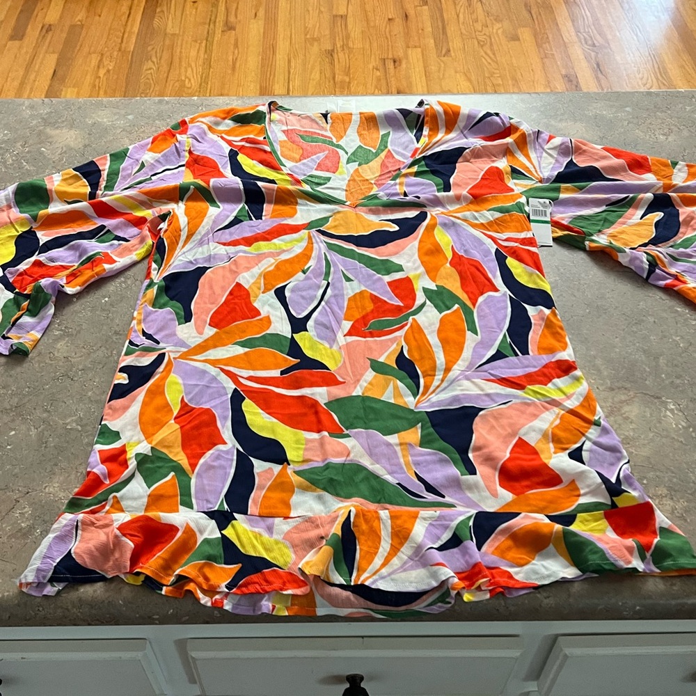 Anne Cole Multicolor Leaf Pattern Top